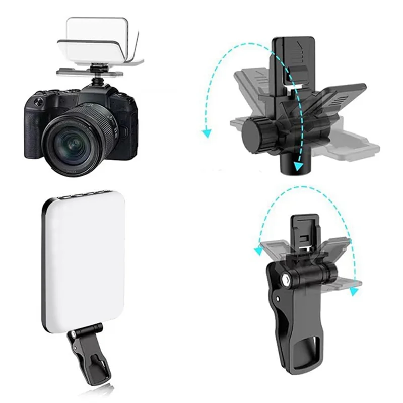 -ABAB 2200Mah Rechargeable Clip Video Light Adjusted 3 Light Modes,For Phone,Camera,Laptop,Ipad,Etc