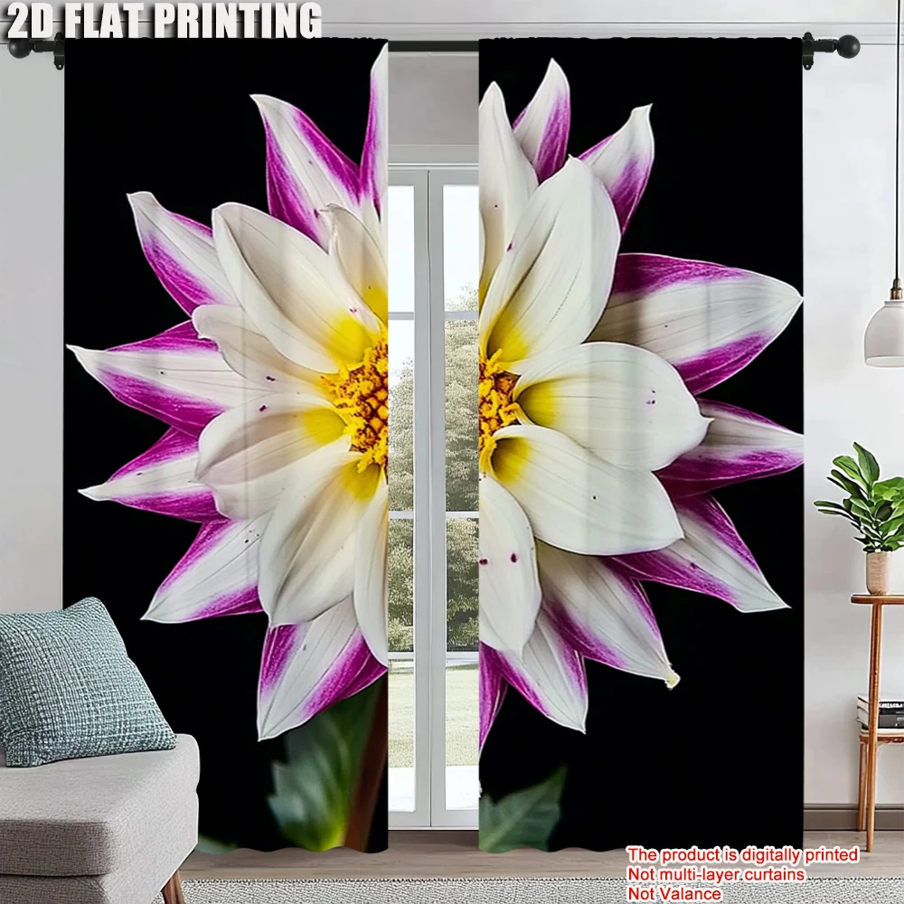 

2pc, Window Curtains Modern White Flowers Versatile Polyester,Without Electricity Holiday Decorations Use for Apartment