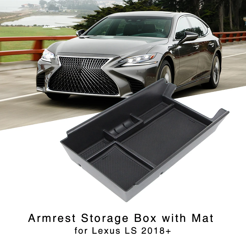 Armrest Storage Box for Lexus LS 500 500h 2018 2019 2020 Central Console Tray Console Organizer Tray Interior With Non-slip Mat