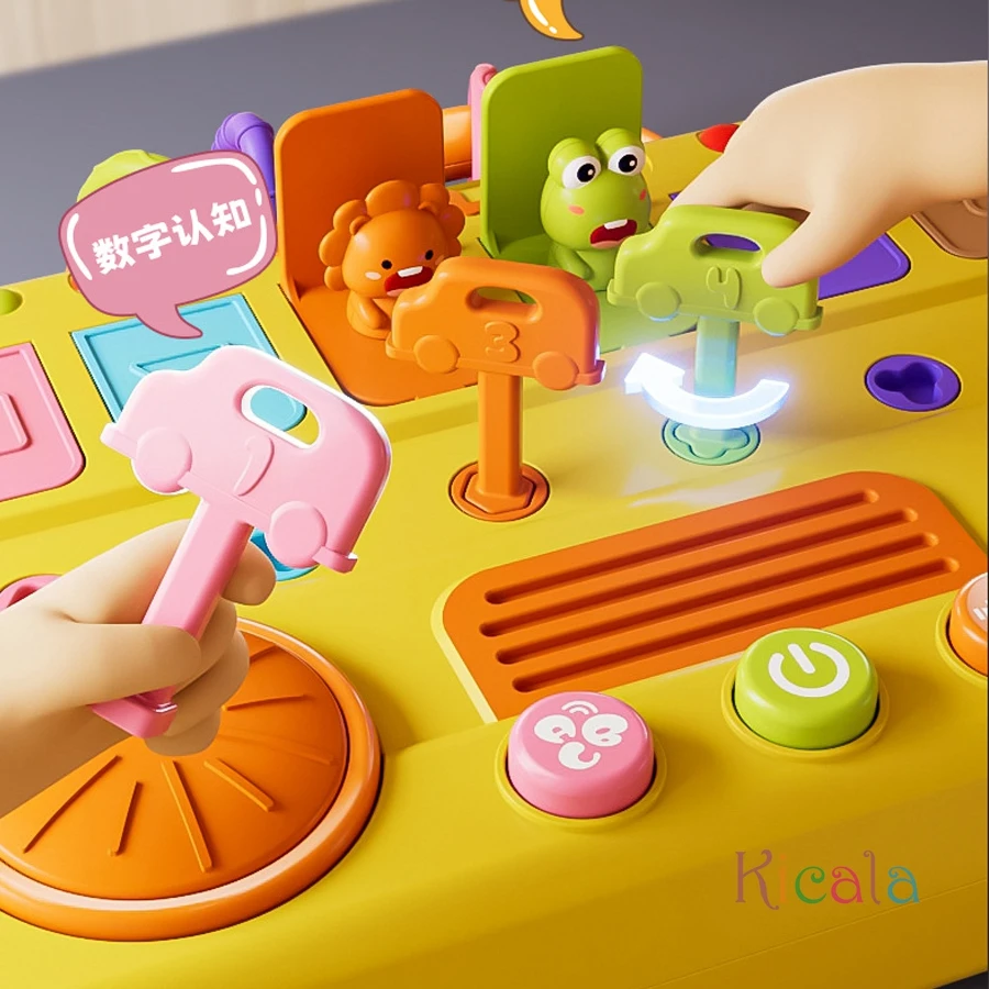 Kids Bus Busy Board Montessori Toys Lights Music Lock-picking Game Interactive Education Pop Animal Up Baby Toy Christmas Gifts