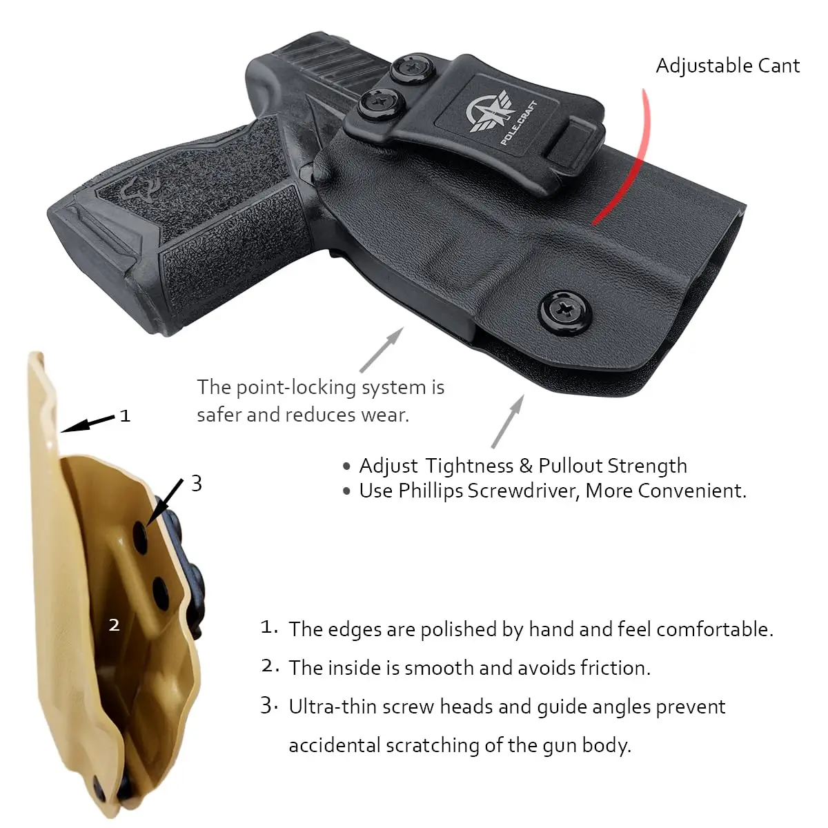Кобура POLE.CRAFT Taurus GX4 IWB Kydex для подходит для пистолета Taurus GX4 — внутренний пояс для скрытого ношения — Adj. Не могу сохранение