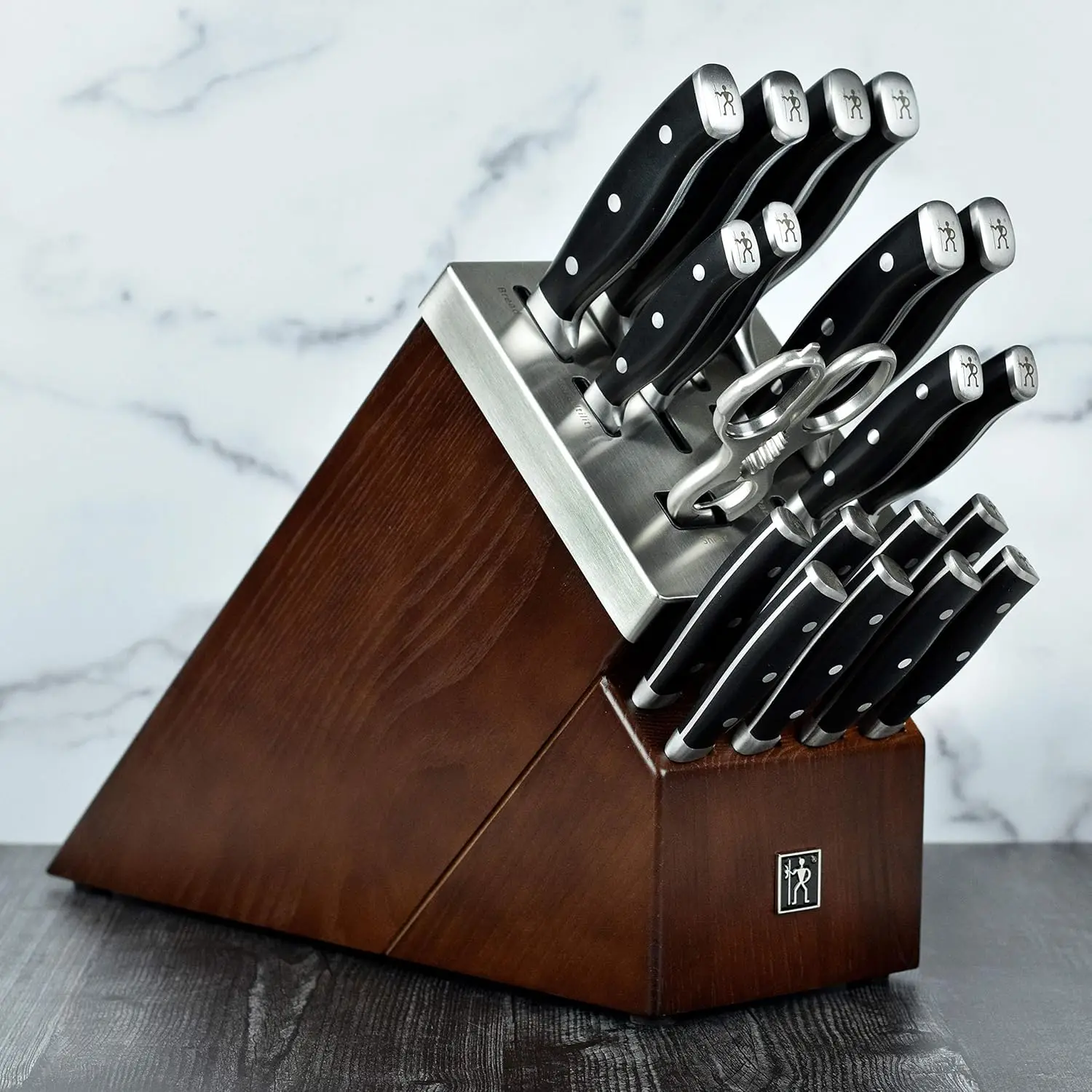 Forged Accent 20 Piece Self Sharpening Knife Block Set with Black Handles