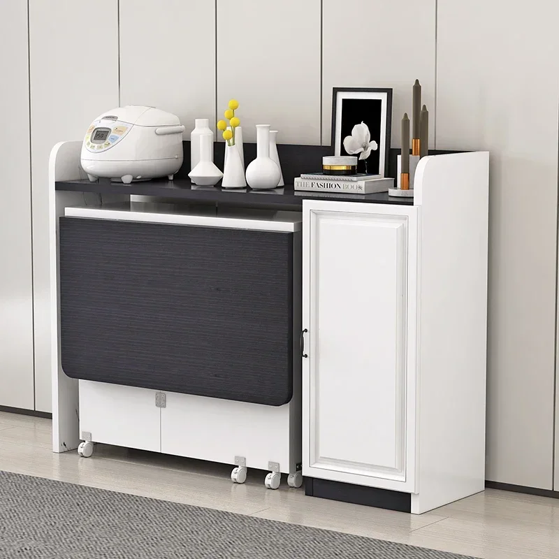

Folding Dining Table Movable Dining Table Side Cabinet Combination Cupboard Microwave Oven Cabinet Simple Dining Table