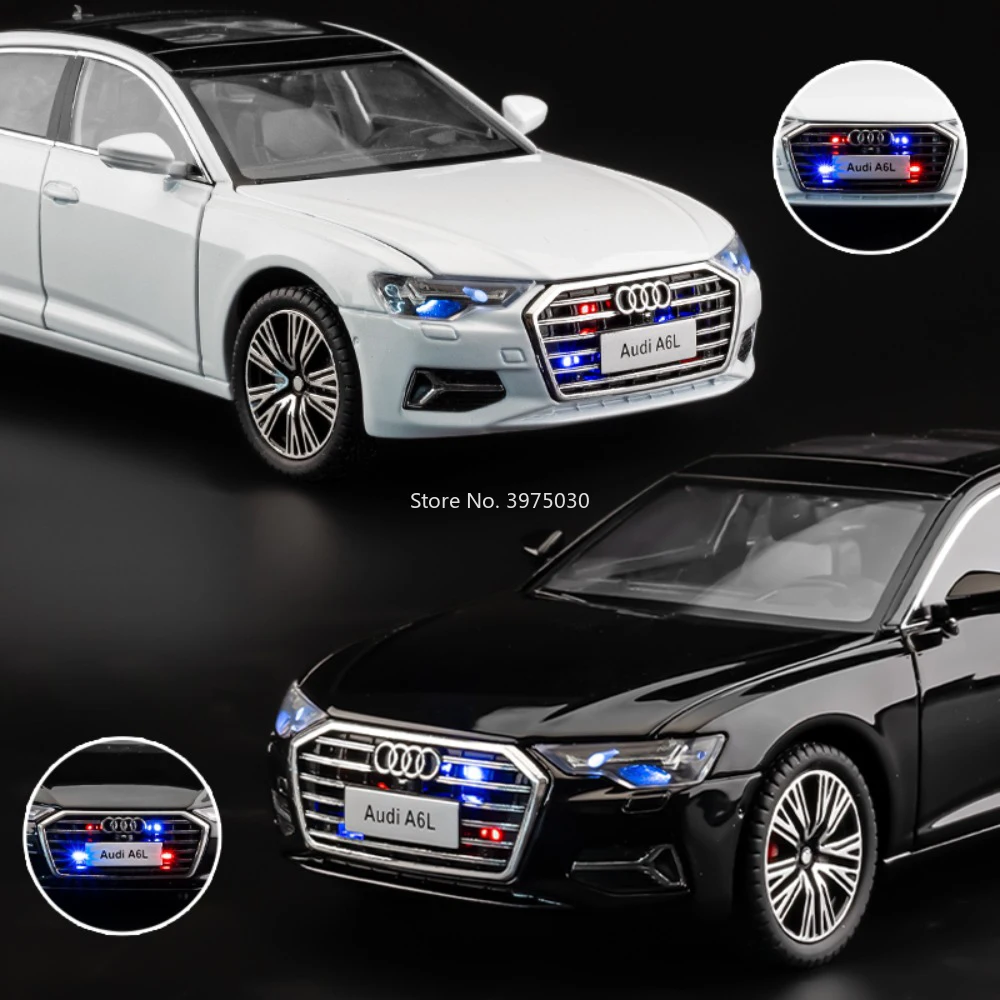 1:24 escala audi a6l brinquedos modelos carros em miniatura liga diecast roda puxar para trás com luz som veículos modelo meninos presentes perfeitos