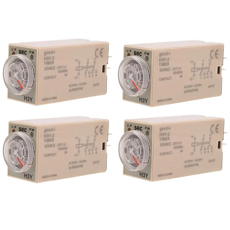 ~Latest Model 4X 10S Delay Timer Time Relay H3Y-2 AC 220V 8 PIN Adjusting Knob Control Timing Relay For Household Electrical Sys