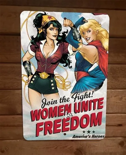 Women Unite for Freedom Power Girl  Metal Wall Sign Poster