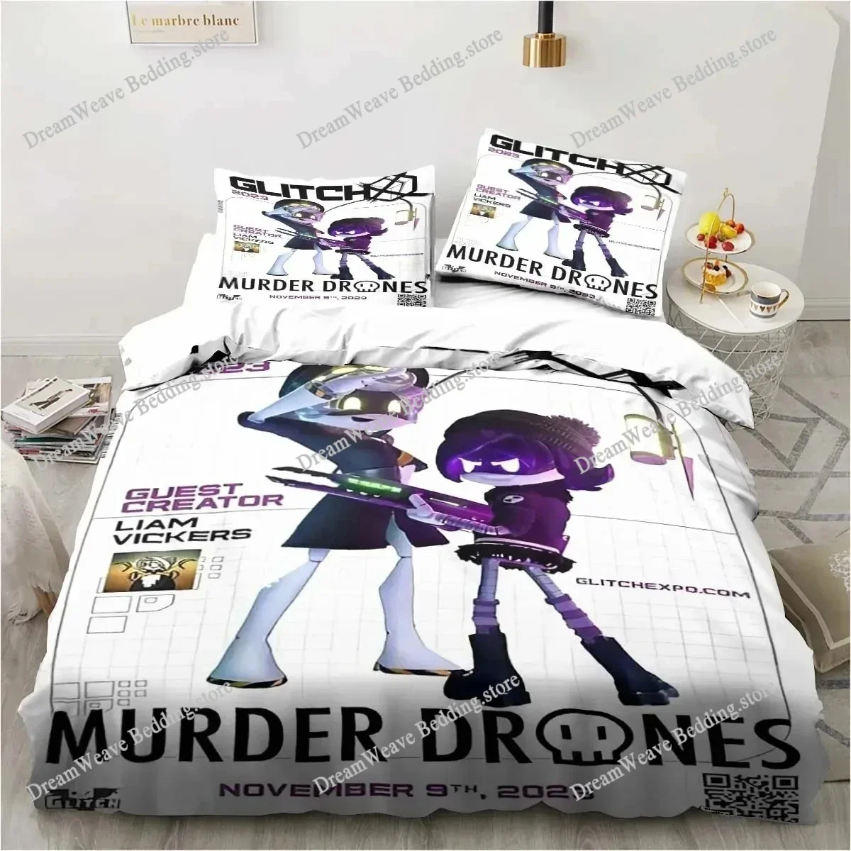

New 3D Print Murder-Drones Cartoon Bedding Set,Duvet Cover Bed Set Quilt Cover Pillowcase,King Queen Twin Size Boys Girls Adults