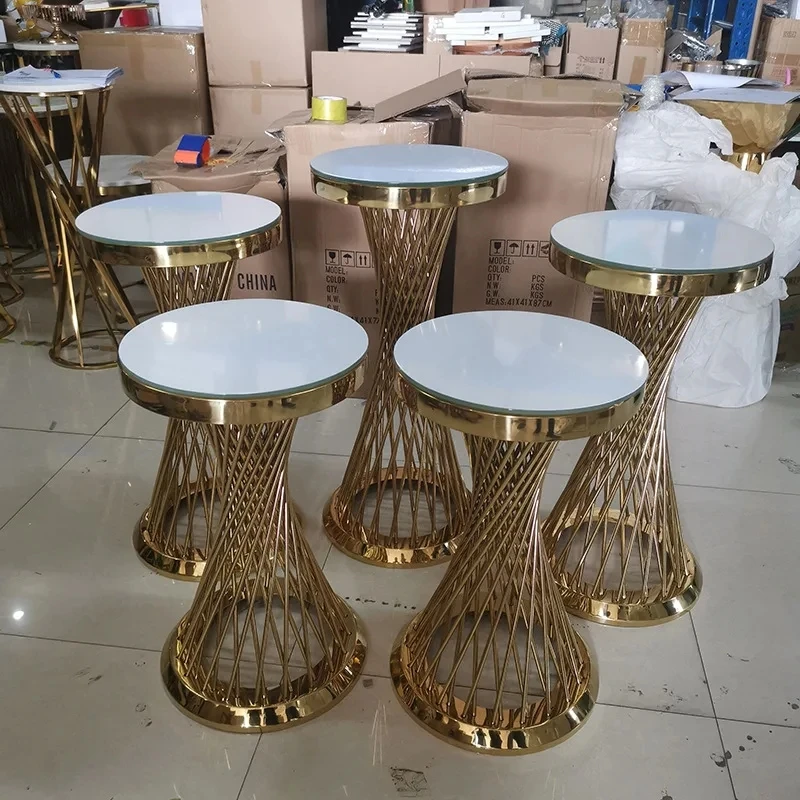 3 Pack Shiny Galvanized Gold Party Background Pedestal Stand Flower Balloon Arch Pedestal Table Column Cake Stand Wedding Desser