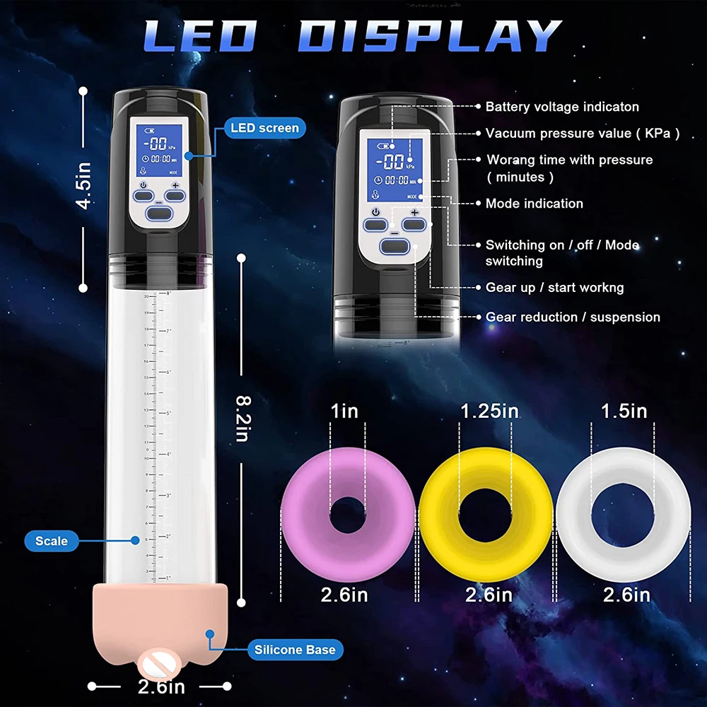 Enlargement Vacuum Pump LCD Electric Penis Pumps Male Masturbator Penile Extender with Colorful Sleeve Adult Sex Toys for Men