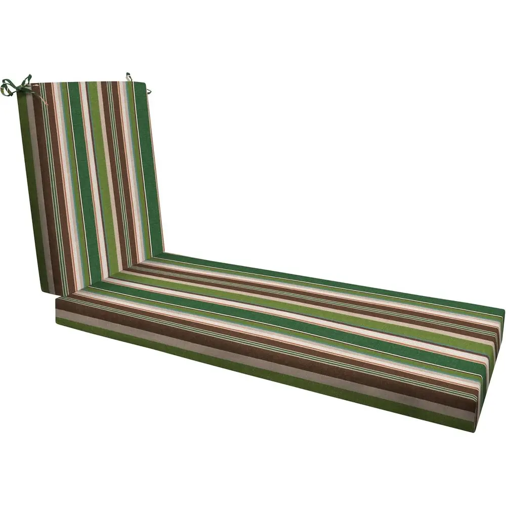 21 x 70 Striped Pine Green Outdoor Chaise Lounge Cushion