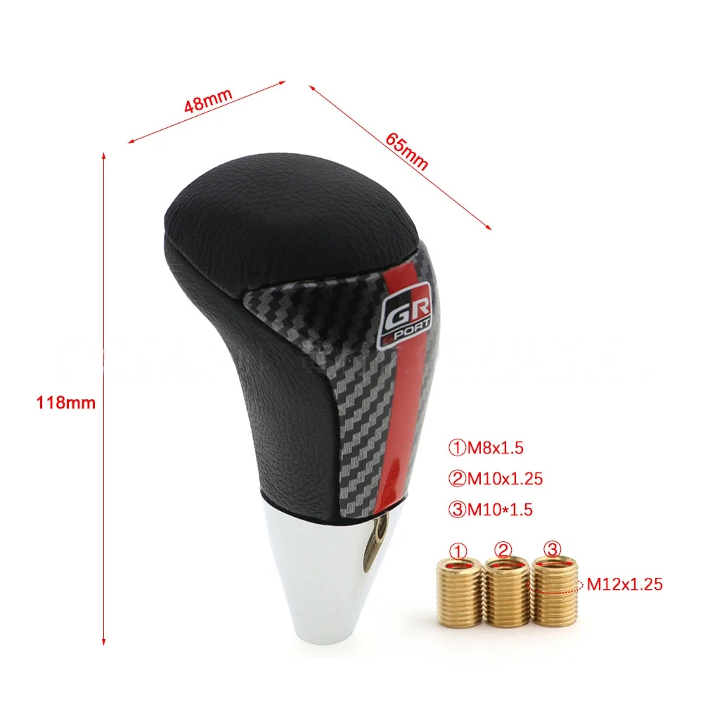 Car Gear Shift Knob Carbon Fiber Leather Lever Change For Toyota GR Sports Corolla Supra Racing Parts Gazoo Yaris Accessories view 4