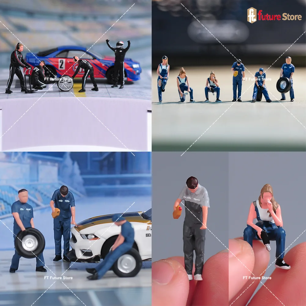 

Special Offer Miniature Figure 1/64 Car Repair Mechanic Male Female Painted Mini Dolls Scene Props For Car Model Decor Crafts