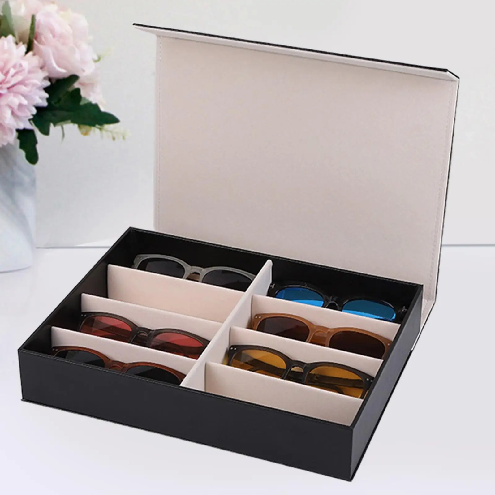 

Sunglasses Organizer 8 Grids Jewelry Holder Container Glasses Box Multipurpose