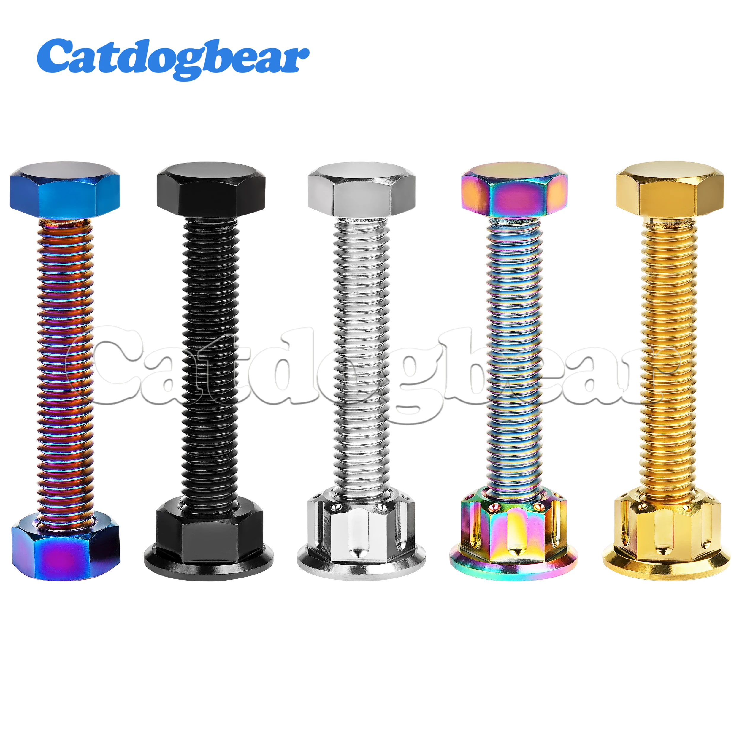 Catdogbear 2PCS Titanium Bolt M8 Fancy And Flange Hexagonal Titanium Bolt P1.25 For Motorcycle Chain Tension Adjuster