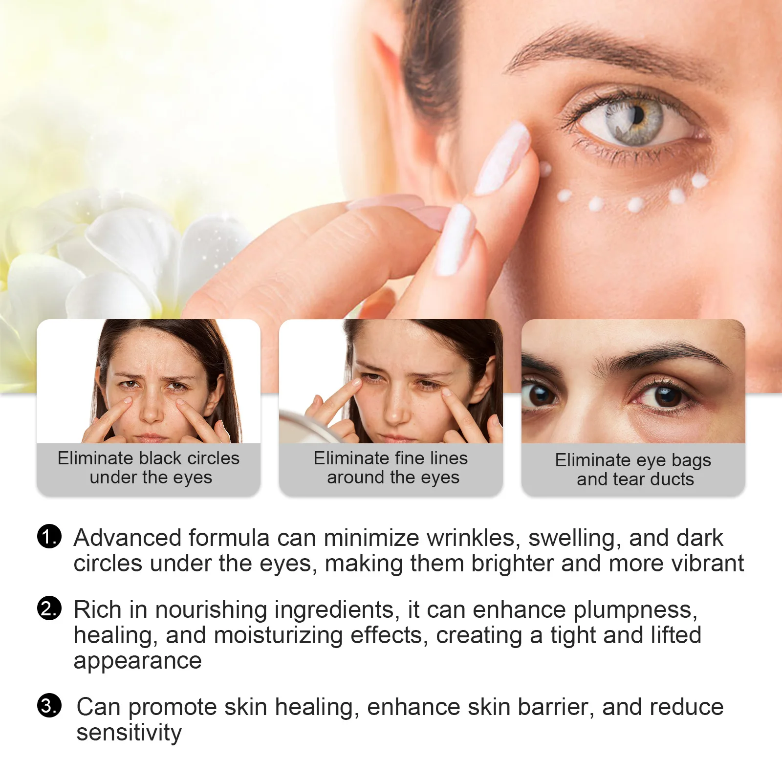 Peptide Lifting Eye Cream Reduce Puffiness Dark Circles Moisturizing Fade Fine Lines Anti-Agi-ng Repairing Wrinkles Eyes Cream