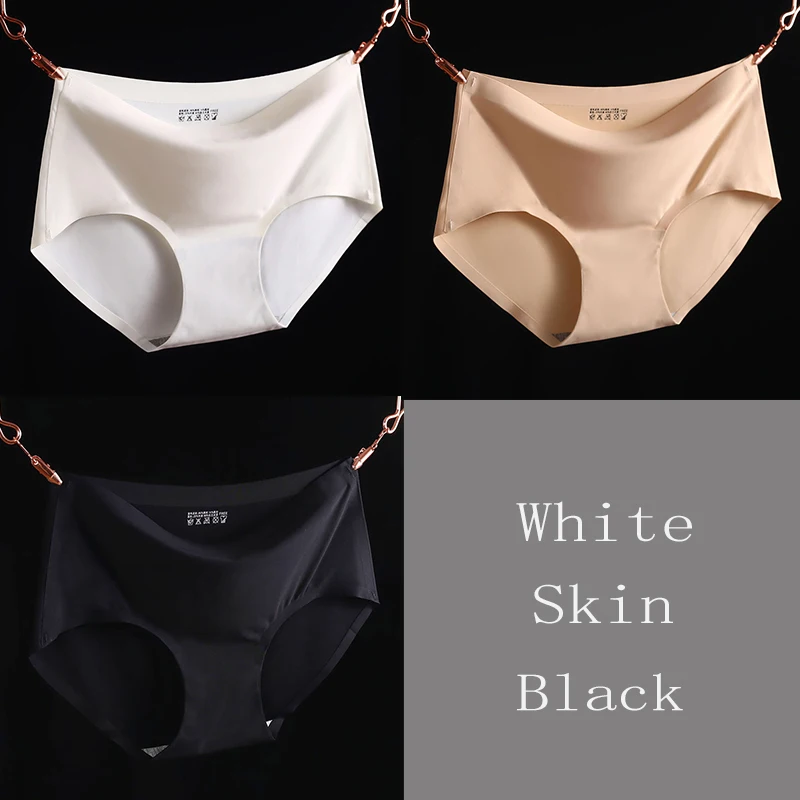 Finetoo 3 Stück Set nahtlose Unterwäsche Seide Frauen einfarbig Höschen Dame Mädchen Slips glattes Höschen