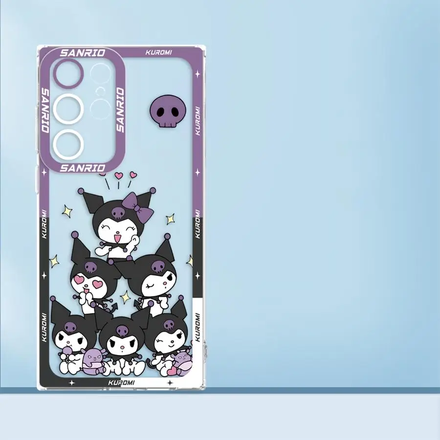 حافظة سانريو كورومي اللطيفة لهاتف سامسونج جالاكسي S21 S24 Plus S22 S25 + S24 + S23 + S25 Ultra S25Ultra Note 20 10 S20 S23 FE هاتف شفاف