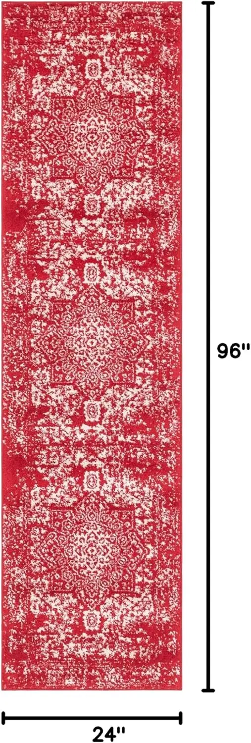 Arlington Collection Rug – 8 Ft Runner Red Medium-Pile Rug Perfect For Hallways, Entryways