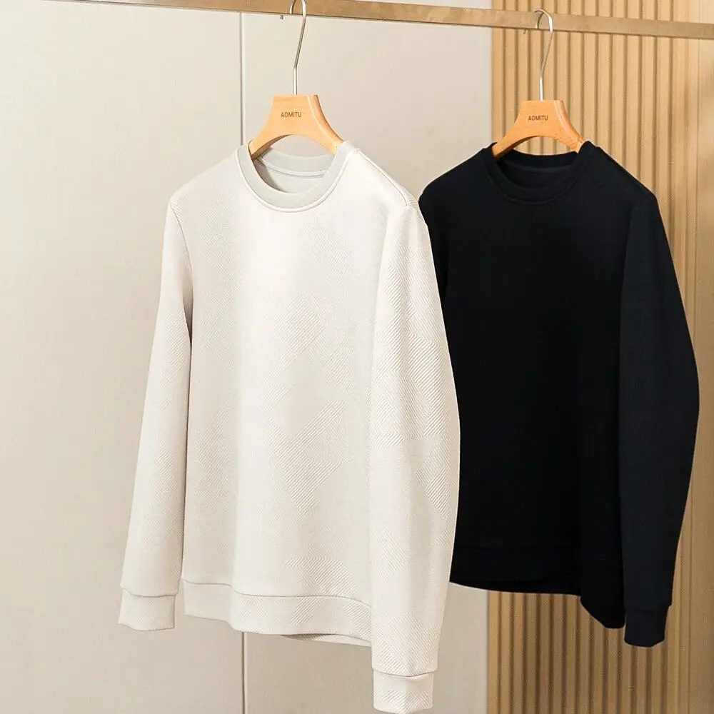 

Z Series Men's round Ne Knitted Wool Sweatirt Casual Sport Base Layer Top Thi Winter Long Sve Stand Fit Sweatirt