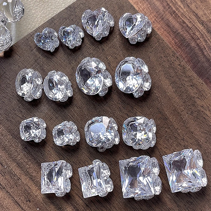 5 uds. De diamantes de imitación apilados 3D transparentes para decoración de uñas, diamantes de cristal, dijes de pila, accesorios de joyería, suministros de decoración de uñas para manicura