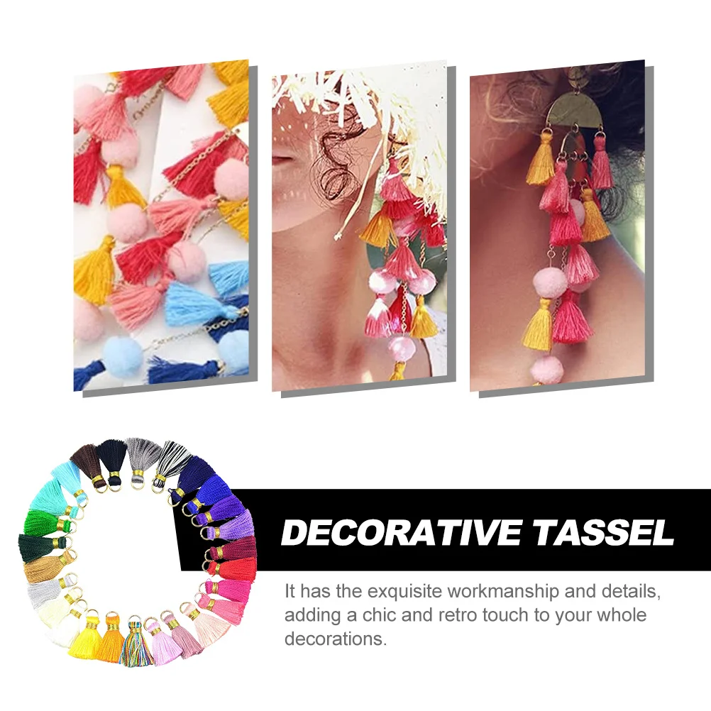 

100Pcs Silk Tassel Earring Accessories Stylish Pendant Decor for DIY Craft Home Bag Car Keychain Hanging Ornament