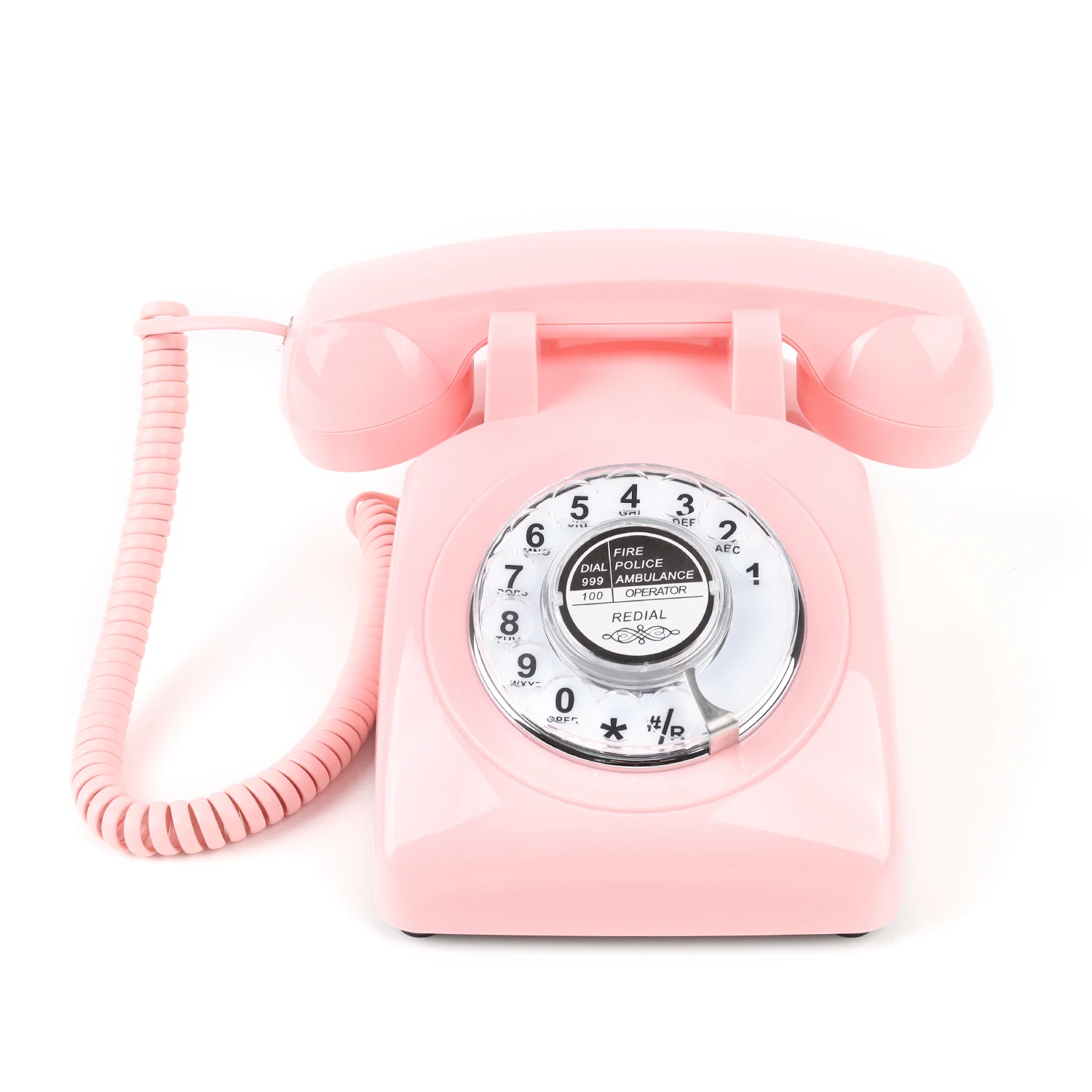 หมุนโทรศัพท์ Retro โทรศัพท์จาก1980S,Retro สายโทรศัพท์พื้นฐานสำหรับ Home /Office สีชมพูยุโรปพื้นฐาน