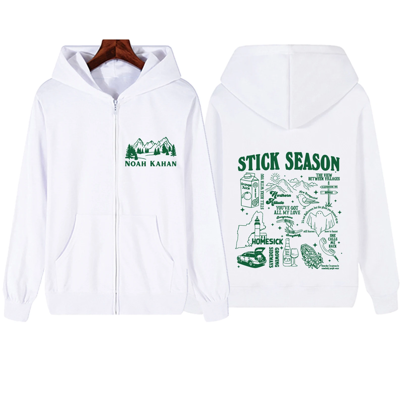 

Noah Kahan Stick Season 2024 Zipper Hoodie Harajuku Pullover Tops Streetwear Music Fans Gift V-Neck Sweatshirts Casual