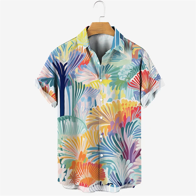 

Men's Hawaiian Shirts 3D Print Flower Graphics Fashion Button Short Sleeve Lapel Streetwear Hawaiian Shirts For Men Summer Tees