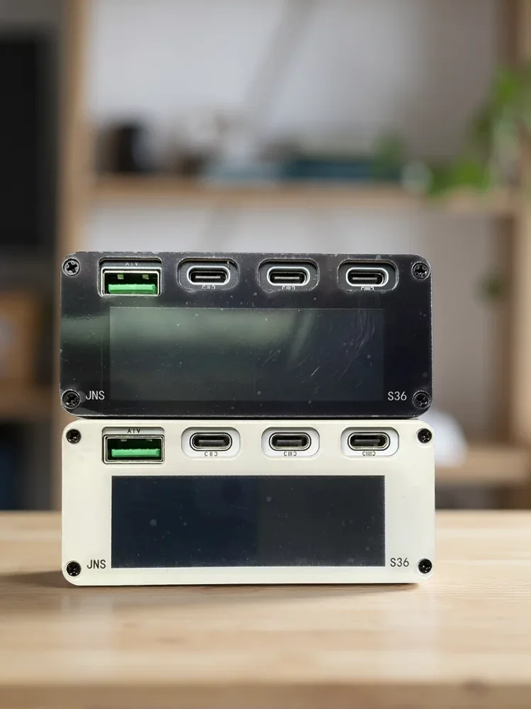 White version JNS S36 7-Slot Welding-Free Color Screen Power Bank Kit 21700 Battery Box DIY High Power Mobile Power Case