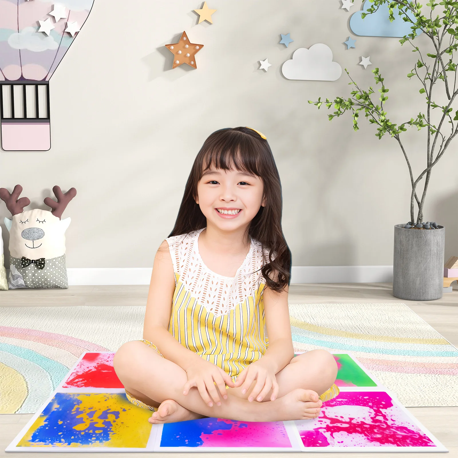 

Kids Sensory Play Mat Multi-Tactile Touch & Feet Tiles Set for Early Education Development Non-Slip Floor Mat for Children
