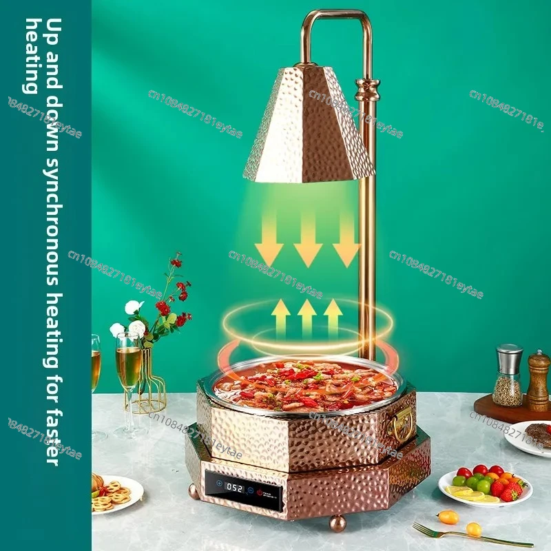Luxury Stainless Steel Electric Buffet Food Warmer With Heating Lamp Octagon Food Insulation Chafing Dish