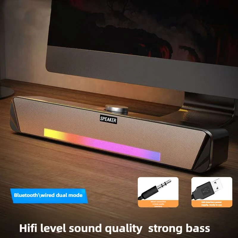 New RGB Wired Bluetooth Soundbar for TV USB Powered Multimedia Computer Speakers Desktop 3D Surround Small Subwoofter TS33-B