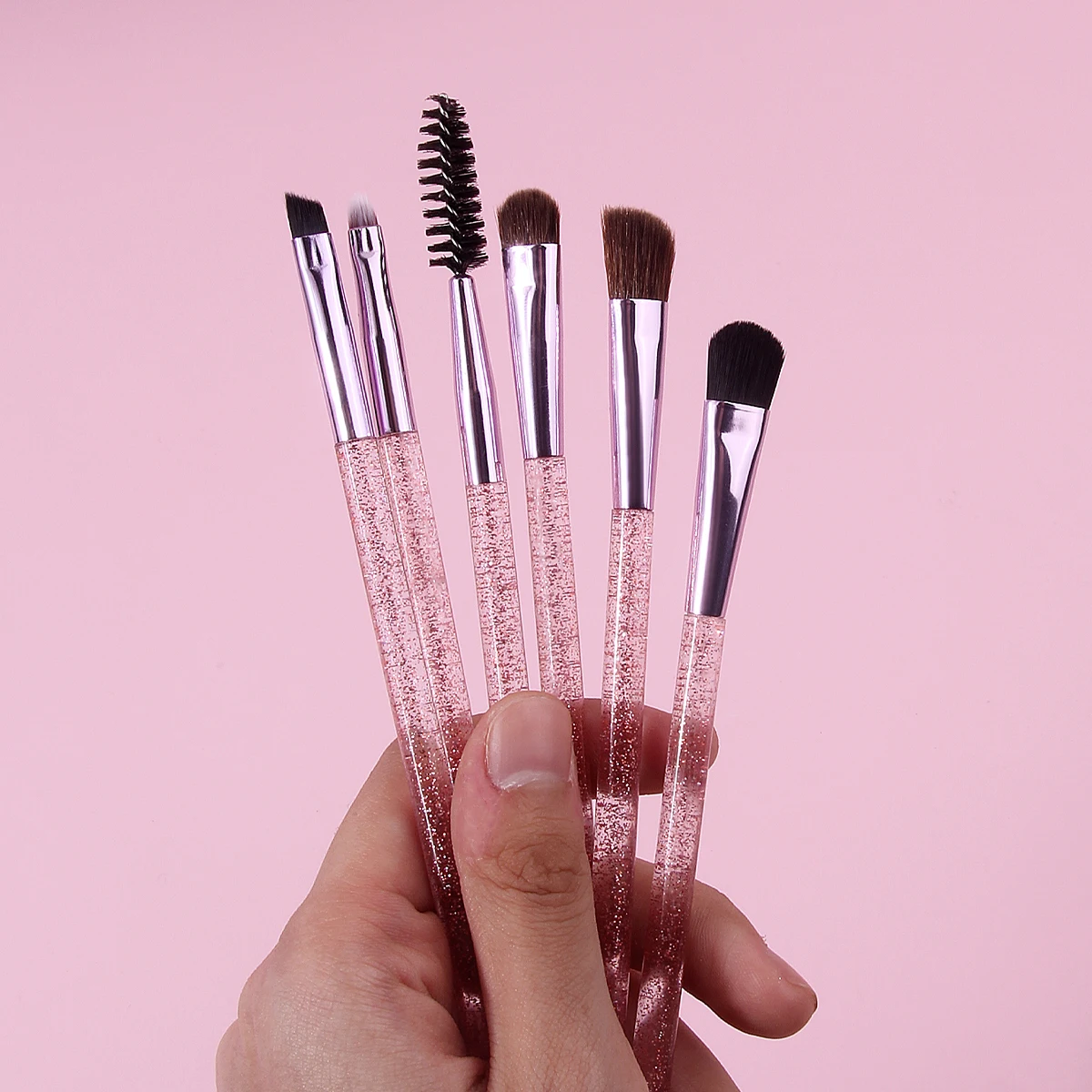 6개 파우더 충전 아이섀도 브러쉬, 블렌딩 브러쉬, 아이라이너 브러쉬, 눈썹 브러쉬, 아이 메이크업 브러쉬 세트 + 보관 가방