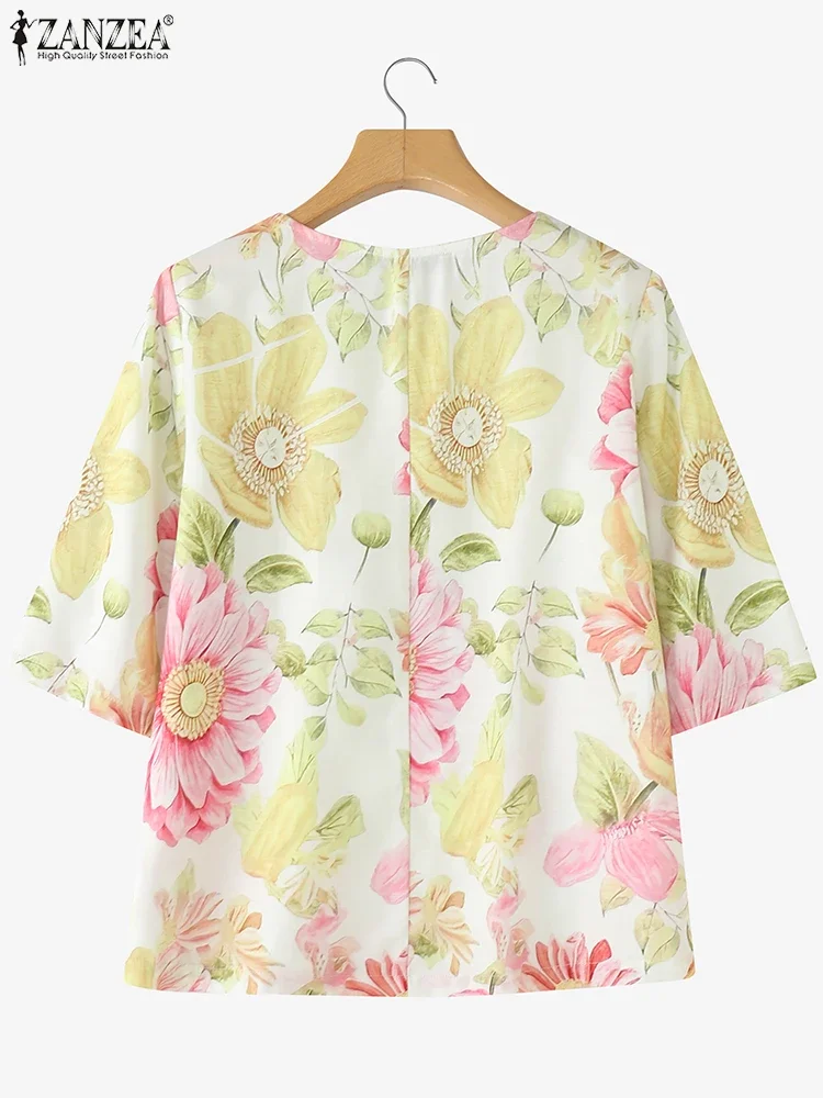 Floral Tunic Women Loose Blouse Bohemian Printed Tops 2025 ZANZEA Casual Half Sleeve O Neck Blusas Fashion Summer Pullover