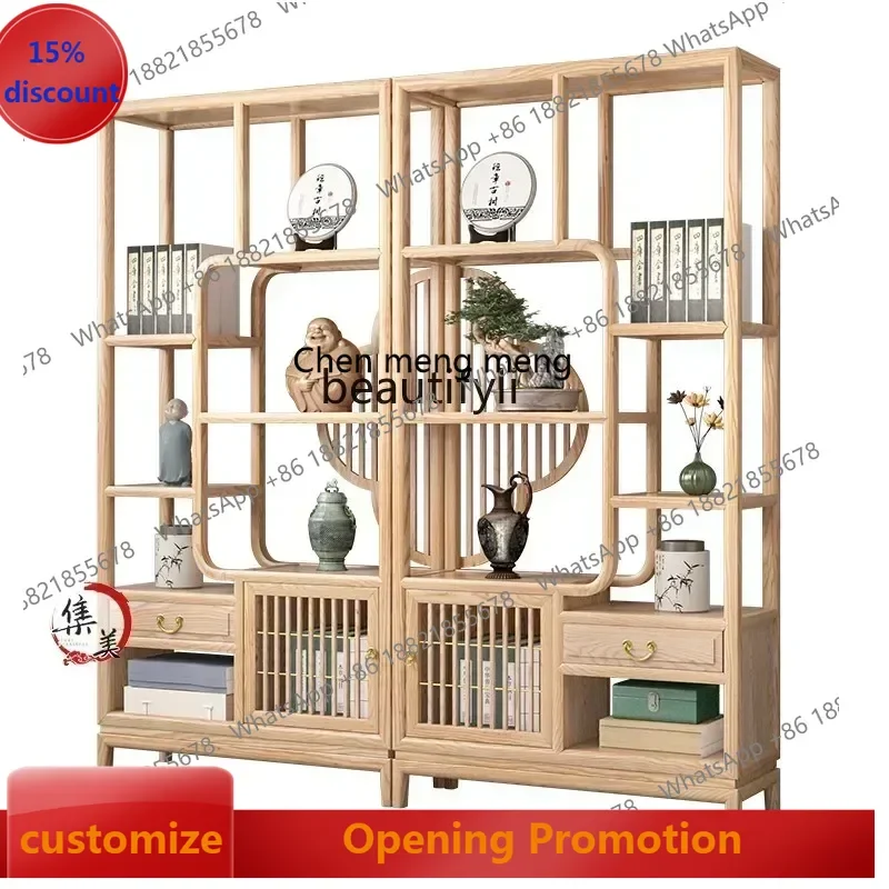 ss7486 ss 7486 ssNew Chinese pure solid wood Bogu frame tea room ash wood is simple, tea rack storage display ornament cabinet p