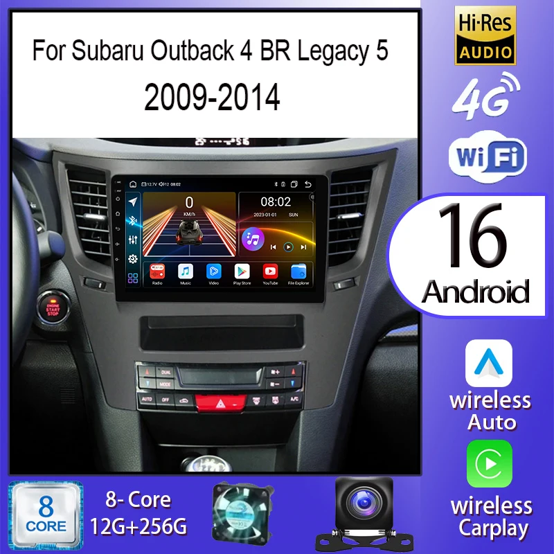 Android 16 Carplay Auto For Subaru Outback 4 BR Legacy 5 2009-2014 Right hand drive Car Radio Multimedia Video Player Navigaton