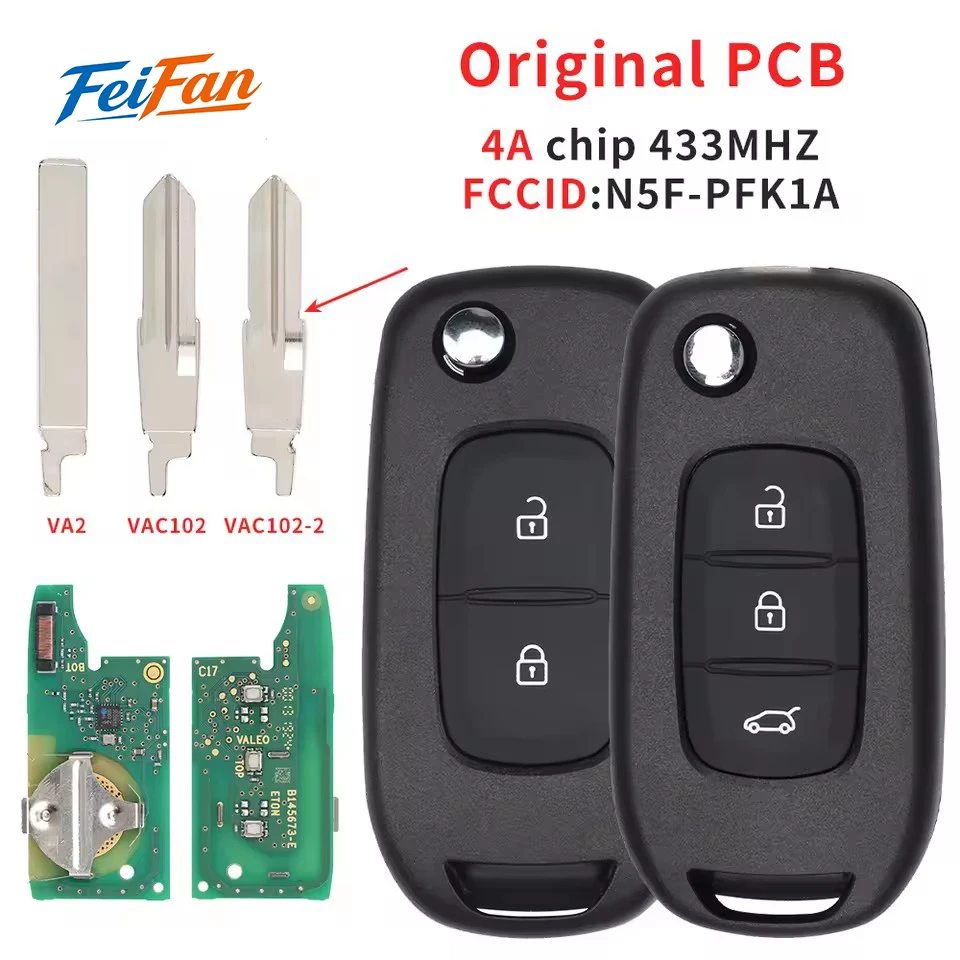

FeiFan N5F-PFK1A 4A Chip 433MHz Original PCB Car Remote Key 3248A-RFK1A Or PCB For Renault Logan Duster Sandero Oroch