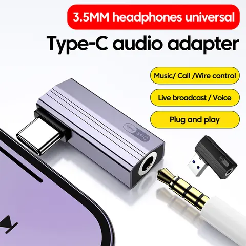 USB C타입/USB-3.5mm 잭 이어폰 어댑터, 아이폰 15/16, 삼성, 샤오미, 화웨이 폰, 노트북용 USB C 3.5mm 보조 오디오 어댑터