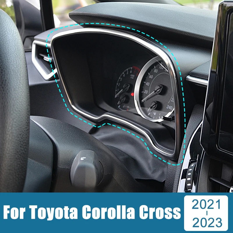 For Toyota Corolla Cross XG10 2021-2023 Hybrid Stainless Car Instrument Display Speedometer Gauge Cover Case Trim Frame Sticker