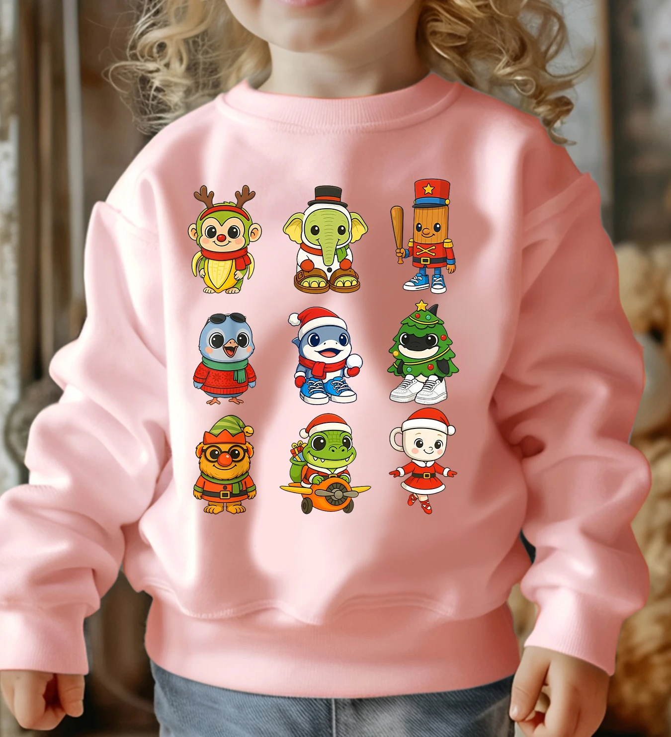 

Girls Boys Christmas Sweater Italian Brainrot Meme Funny Sweatshirt Pullover Sweater for Holiday Party Christmas Cartoon Clothes