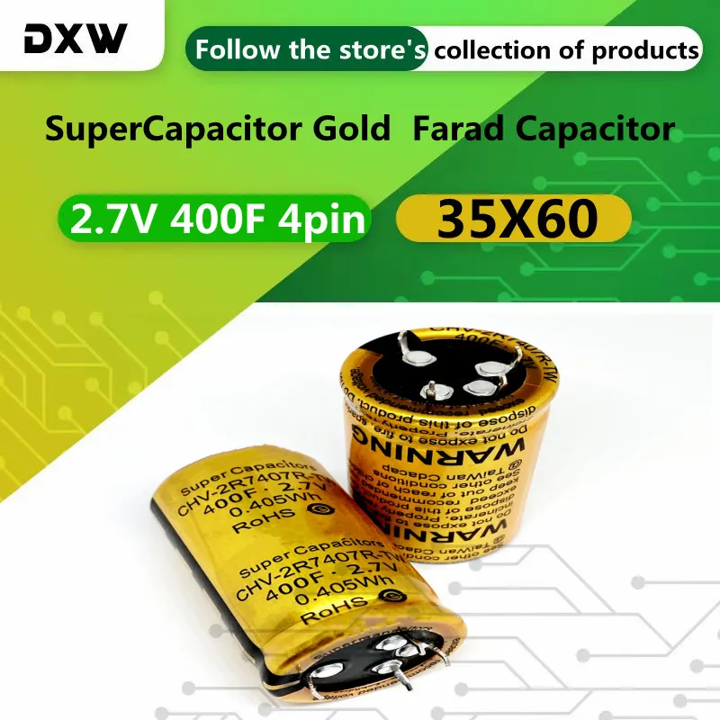 

1PCS/Lot 2.7V 400F 4pin SuperCapacitor Gold Farad Capacitor Large Current Can Be Used As Module Automotive Rectifier DIY