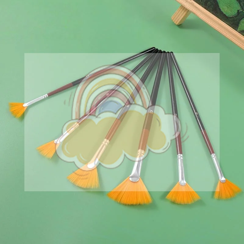 6Pcs Oil Acrylic Paint Brushes Fan Paint Brushes Nylon Hair Watercolor Fan Artist Brushes For Acrylic Watercolor Painting