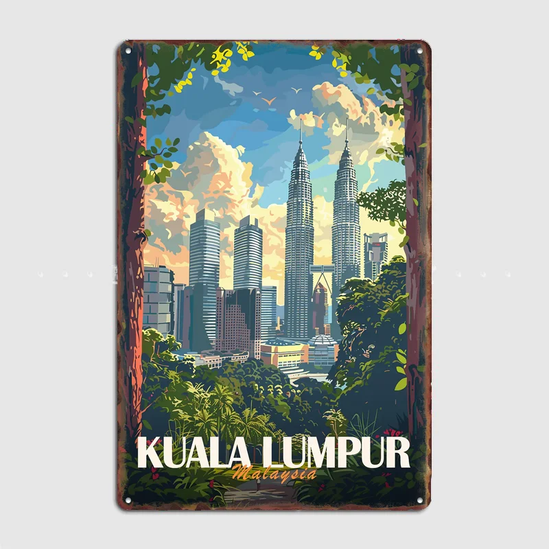 Home Decor Kuala Lumpur - Kuala Lumpur Skyline Poster Metal Sign