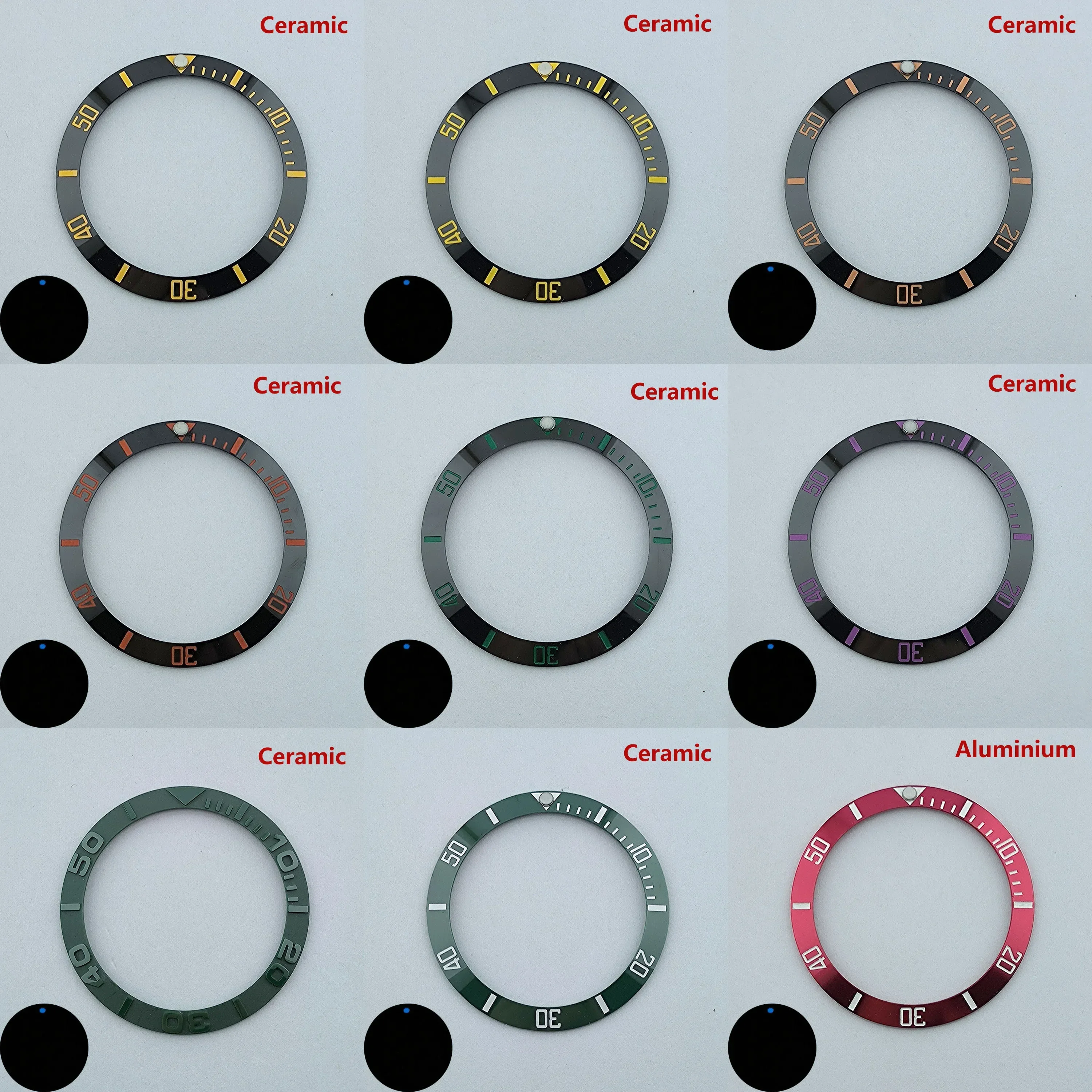 Вставка безеля для часов 38 мм, керамическая/алюминиевая вставка, безель, зеленый/синий светящийся безель для корпуса SUB 40 мм, инструменты для ремонта аксессуаров для часов