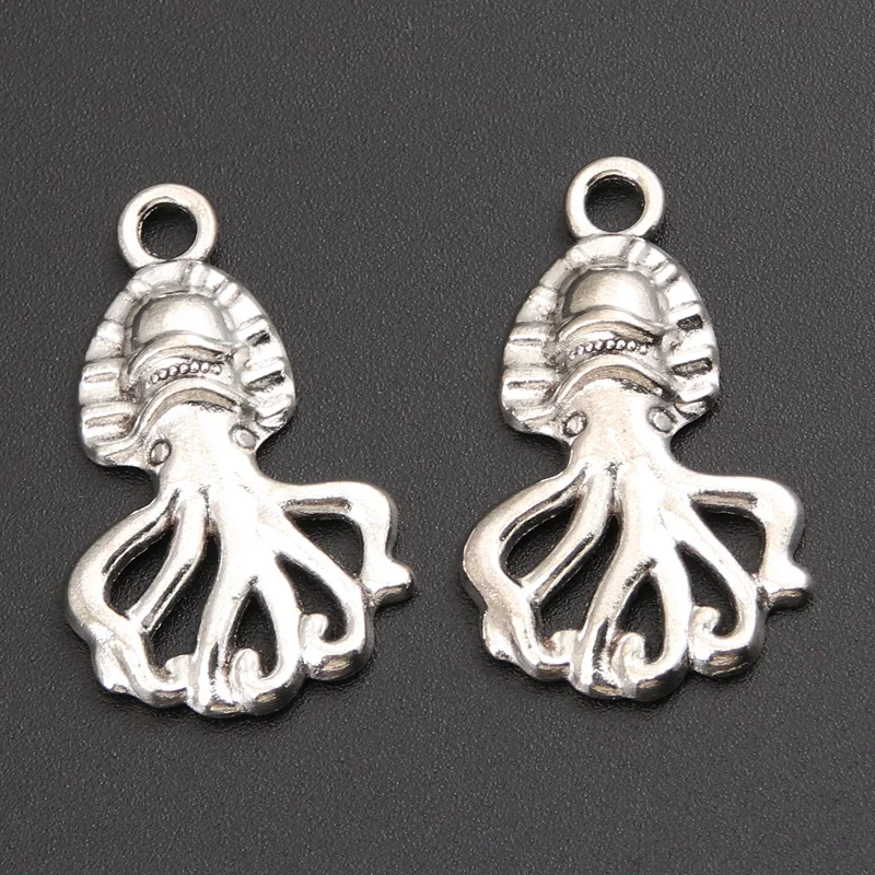 15pcs Silver Color Octopus Charms DIY Metal Bracelet Necklace Jewelry Findings A1068 SALE