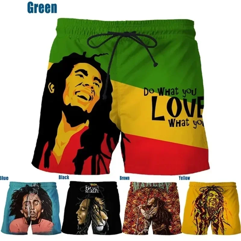 

Rock Singer Bob Marley Reggae Rasta Men's 3D Printed Shorts, Fitness and Casual Outdoor Sports Shorts, Men's Swimwear