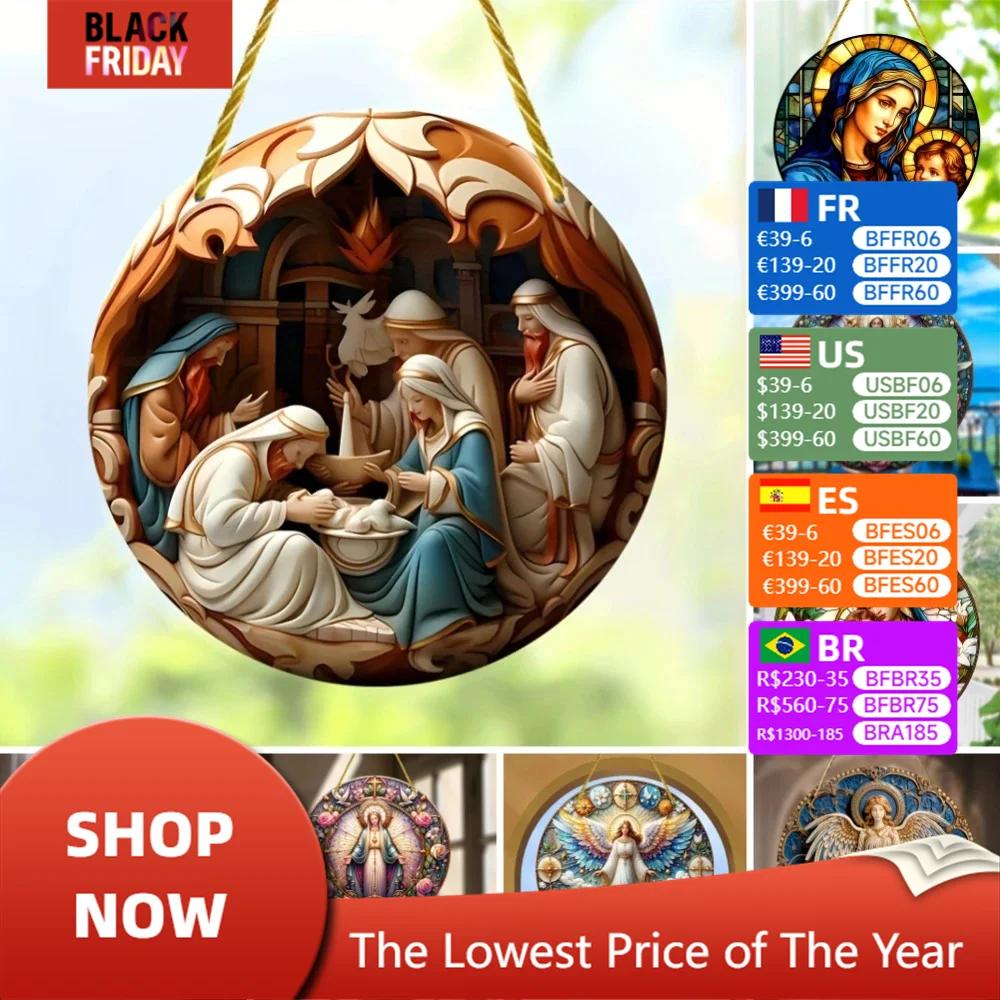 Virgin Mary Acrylic Sun Catcher-Colorful Glass Style Window Decoration for Room&Garden,Christmas gifts