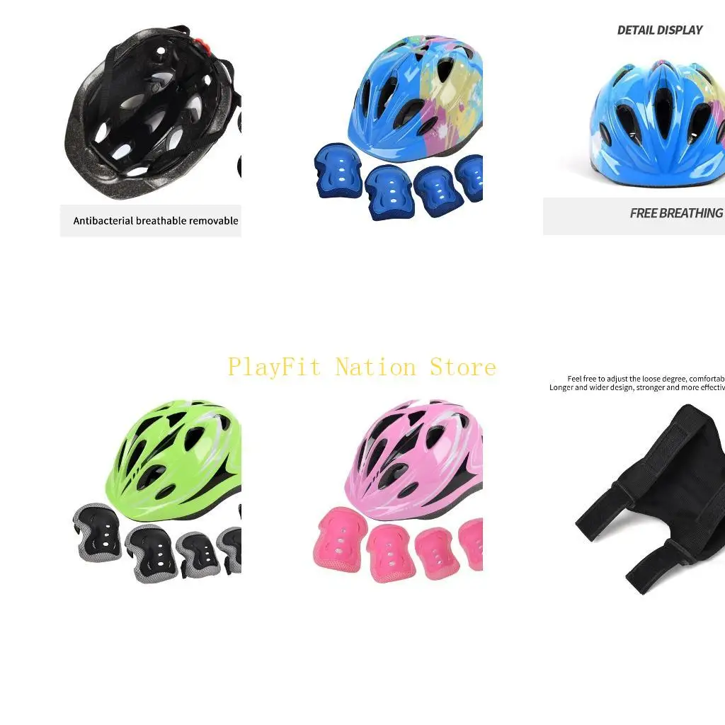 

242F Bike Helmet with Knee Pads Elbow Pads Wrist Guards Youth Skateboard Helmet