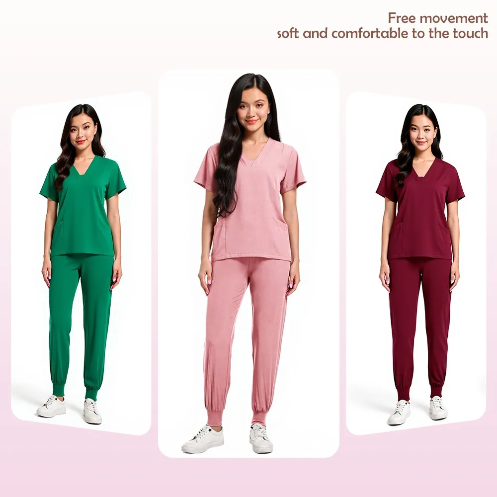 Multi Color Scrub Suits Stretch Breathable Women Sets Nursing Scrubs Uniformes Medical Spandex Hospital Salon Spa Uniforms Sets