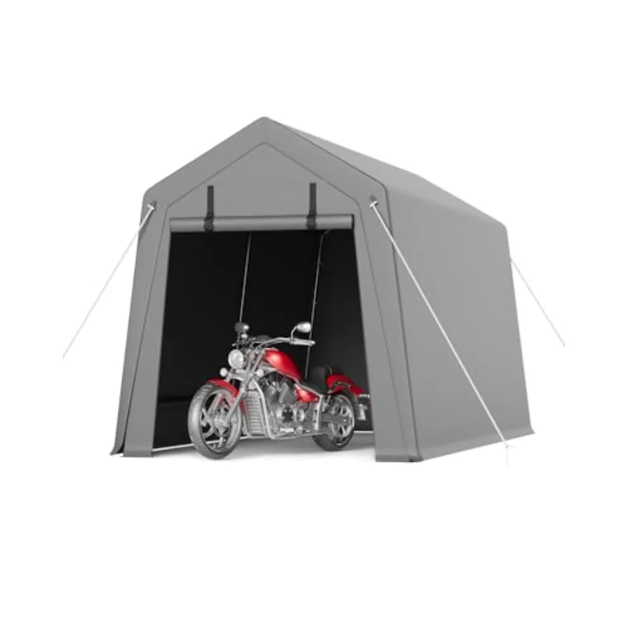 Outdoor carport shelter for cars motorcycles bikes lawn mowers RVs; heavy-duty waterproof tarp sidewalls; gray color; portable